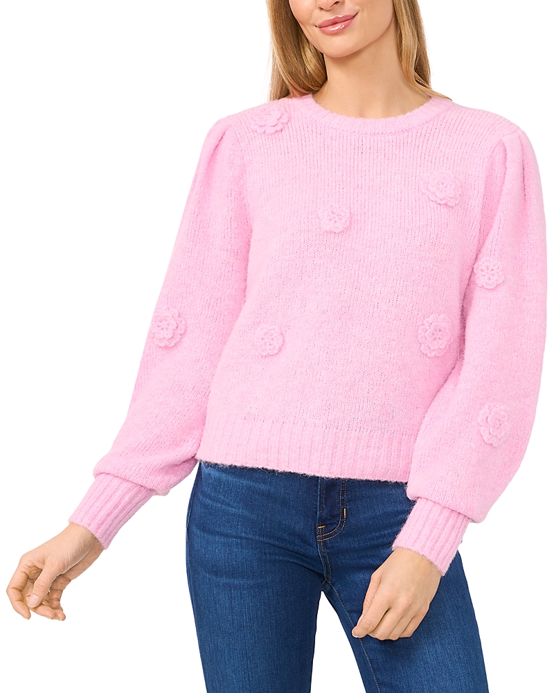 Cece Women's 3d Floral Applique Sweater In Corsage