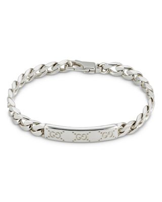 Gucci - Sterling Silver Gucci Signature Logo ID Plate Link Bracelet