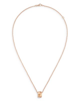 18K Rose Gold Icon Polished Logo Ring Pendant Necklace, 15.7-18"