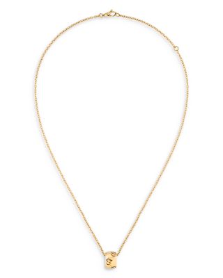 18K Yellow Gold Icon Polished Logo Ring Pendant Necklace, 15.7-18&amp;quot;