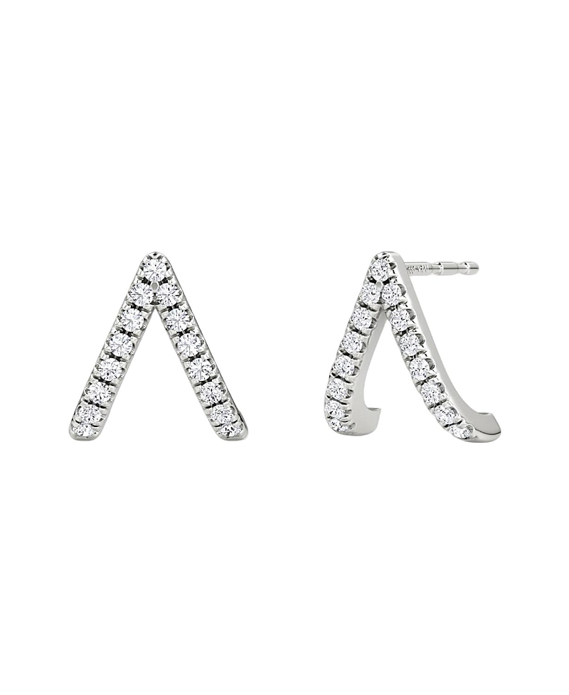 Vrai Reversed V Pave Huggie Earrings in 14K Yellow Gold, .24ctw Brilliant Round Lab Grown Diamonds