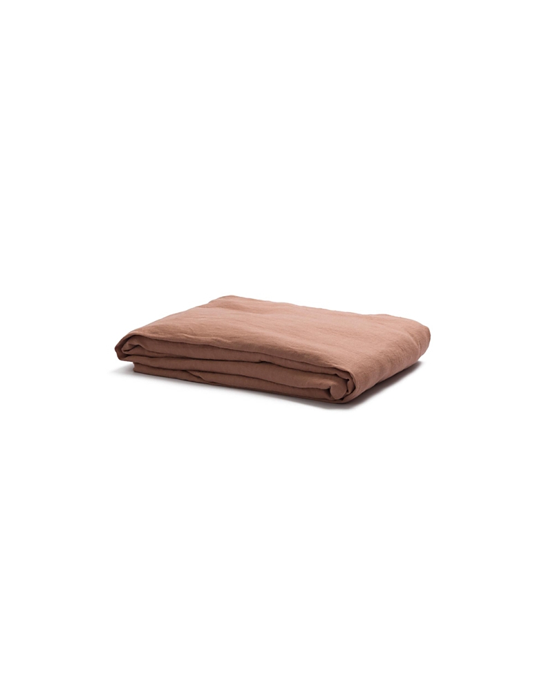 Piglet In Bed Plain Linen Fitted Sheet In Brown