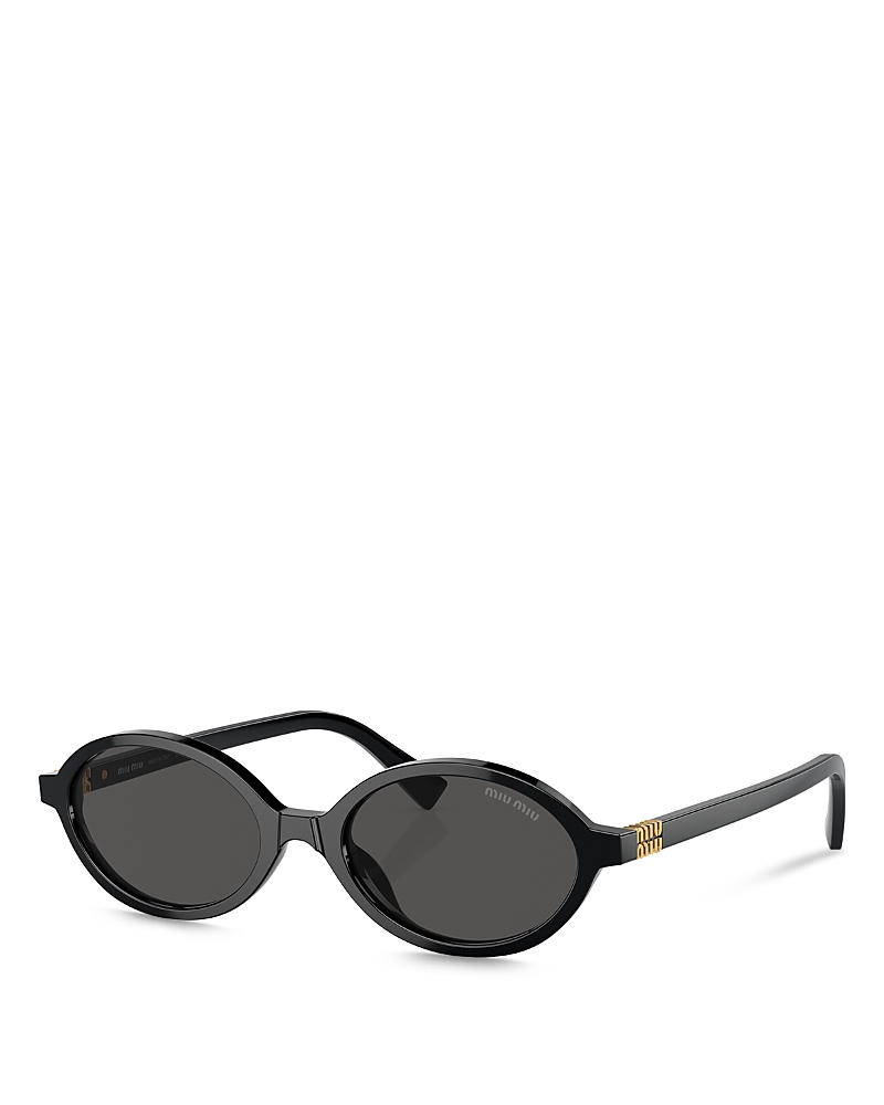 Miu Miu Logo Round Sunglasses In Black