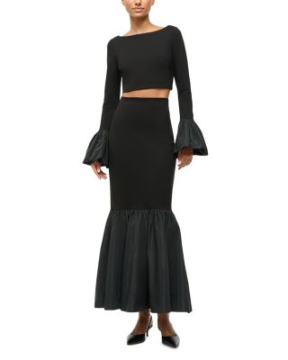 STAUD - Paige Cropped Top & Hawthorne Flared Hem Skirt
