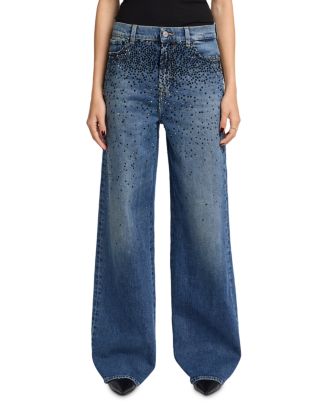 デニム・ジーパン 7 For All Mankind Low Slung Wide Leg Candy With Faded 7 For All Mankind Scout Low Slung Wide Leg Jeans in Candy
