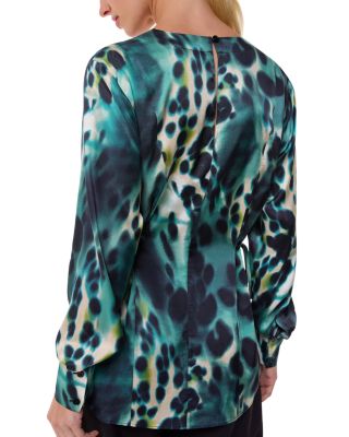 Misty Leopard Print V Neck Blouse