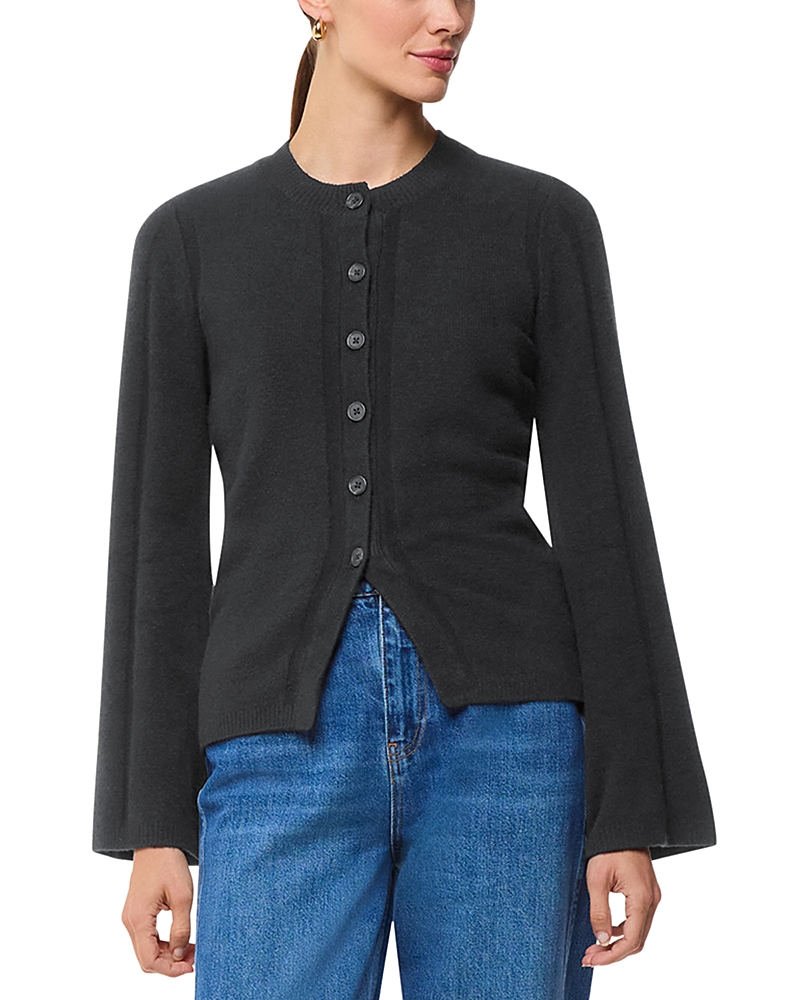 Whistles Wide Sleeve Cardigan Sweater In Black
