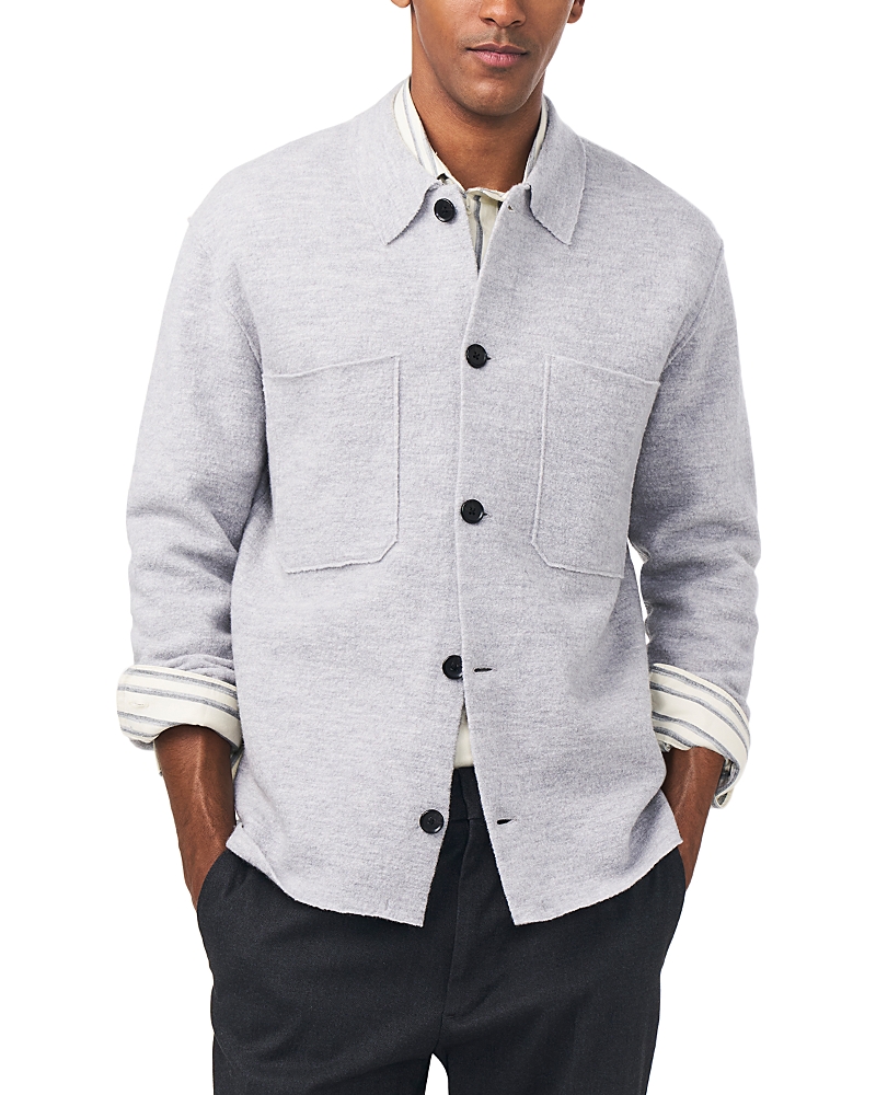Nn07 Jonas 6398 Wool Overshirt In Grey Melange