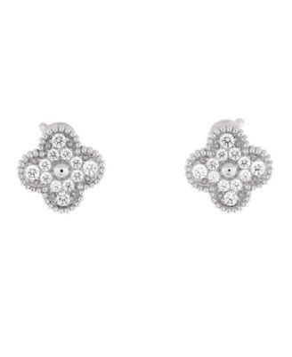 Pre-Owned Van Cleef & Arpels Vintage Alhambra Earrings 18K White Gold with Diamonds