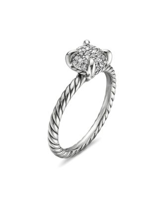 Sterling Silver Petite Ch&acirc;telaine&reg; Diamond Pav&eacute; Cable Ring
