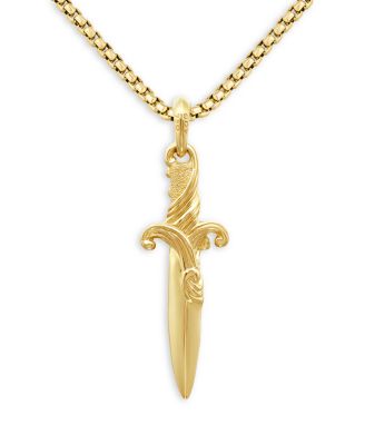 18K Yellow Gold Cognac Diamond Dagger Amulet Pendant