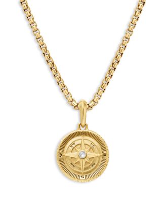 18K Yellow Gold Maritime Compass Amulet with Diamond