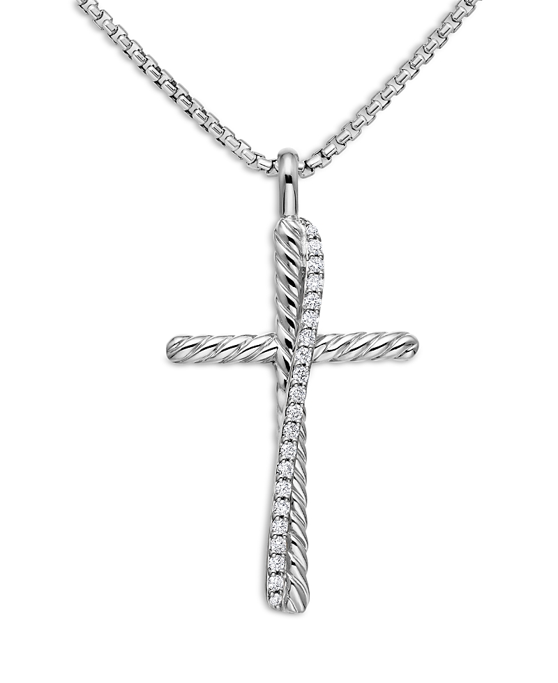 David Yurman Crossover Cross with Diamonds on Chain, 18