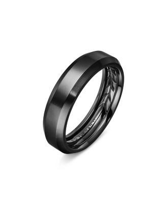 Men's Black Titanium Beveled Band Ring