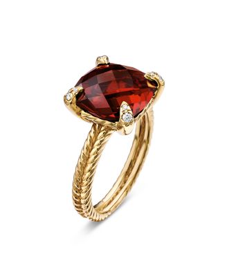 Ch&acirc;telaine Ring with Gemstones & Diamonds in 18K Yellow Gold, 11mm