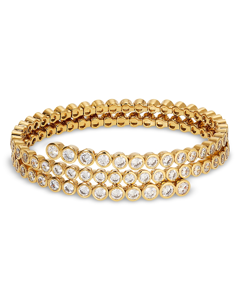 Nadri Dazzle Cubic Zirconia Bezel Triple Flex Wrap Bracelet In Gold