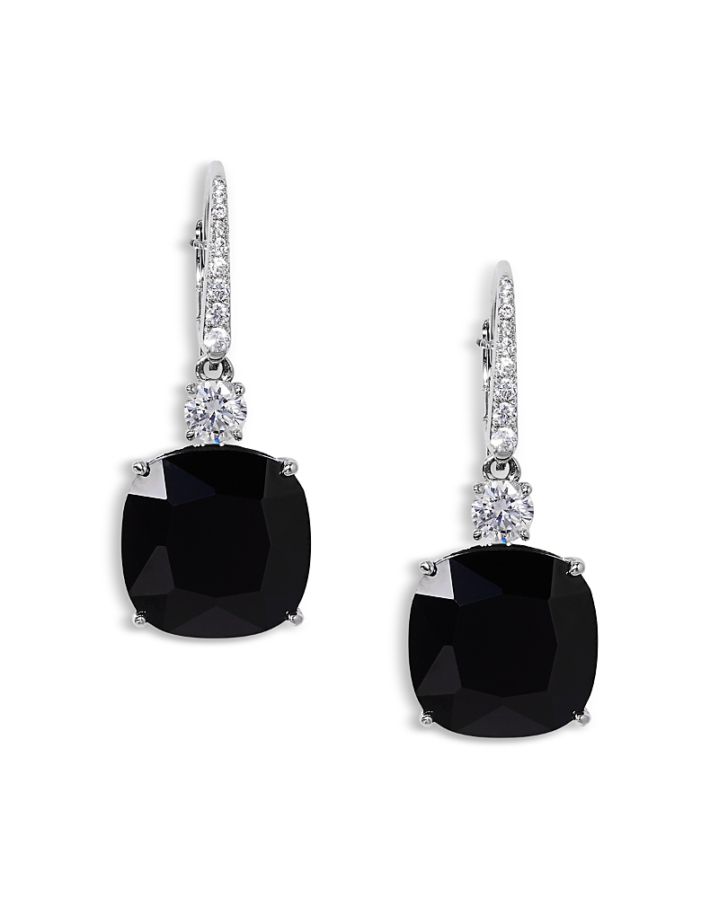 NADRI SOLEIL CUBIC ZIRCONIA CLEAR & COLOR CUSHION DROP EARRINGS