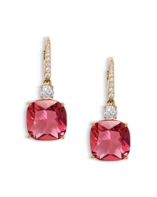 Soleil Cubic Zirconia Clear & Color Cushion Drop Earrings
