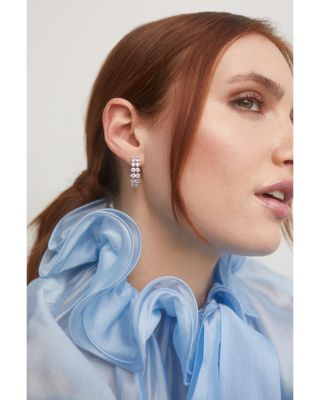 Cassi Cubic Zirconia Double Row Small Hoop Earrings