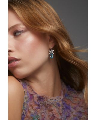 Macaron Cubic Zirconia Pear Bow Drop Earrings