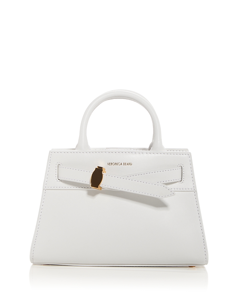 Veronica Beard Mini Dash Leather Top Handle Bag In Off White