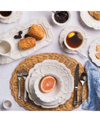 Jardins du Monde Whitewash 16 Piece Dinnerware Set, Service for 4