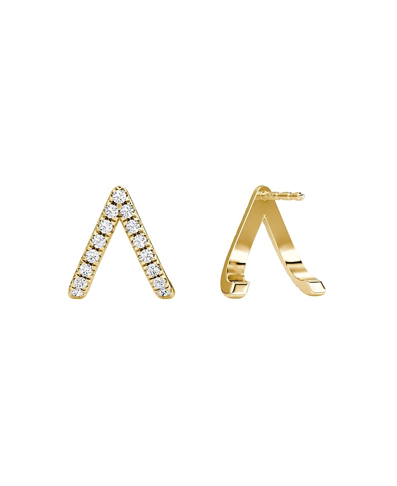 Vrai Reversed V Pave Huggie Earrings In 14k Yellow Gold, .24ctw Brilliant Round Lab Grown Diamonds In K Yellow Gold