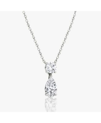  Signature Duo Drop Necklace in 14K Yellow Gold, 1.5ctw Round Brilliant & Pear Lab Grown Diamonds