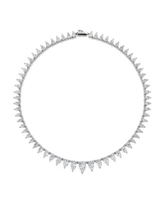  Pear Tennis Necklace in 14K White Gold, 26ctw Pear Lab Grown Diamonds