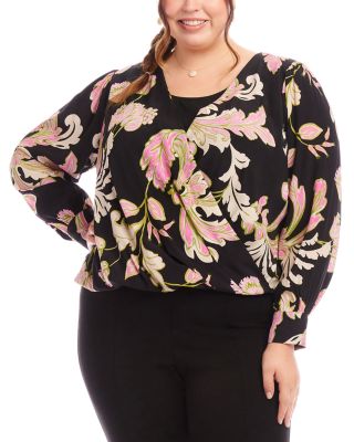 Karen Kane - Drape Front Floral Print Top