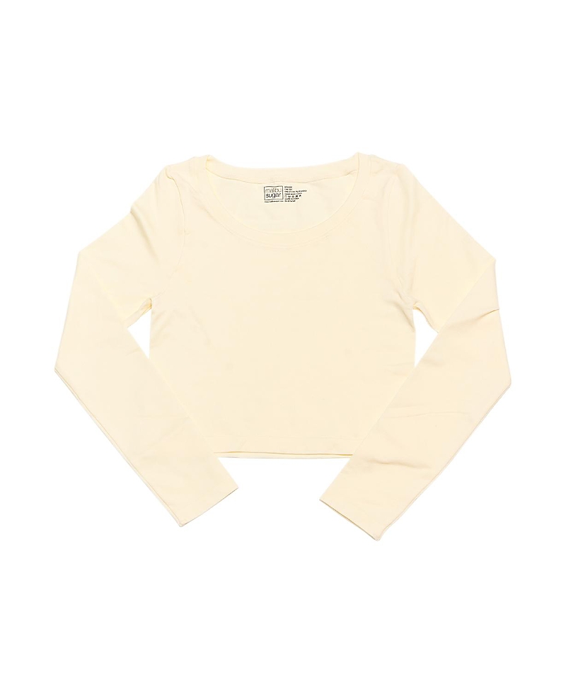 Malibu Sugar Girls' Goes With Everything Long Sleeve Seamless Top (8-14) - Big Kid In Winter White