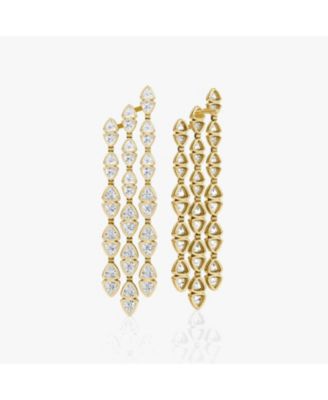  Trillion Cascade Earrings in 14K White Gold, 9.64ctw Trillion Lab Grown Diamonds