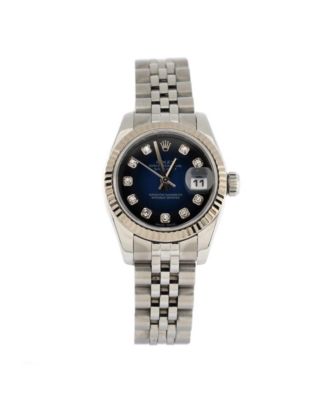 Pre-Owned Rolex Oyster Perpetual Datejust Automatic Watch in Stainless Steel and White Gold with Diamond Markers 26mm