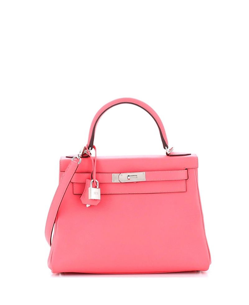 Pre-owned Pre-owned Hermes Hermes Kelly 28 Handbag Pink Evercolor With Palladium Hardware In Rose Azalea