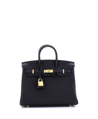Pre-Owned Hermes Birkin 25 Handbag Black Togo with Gold Hardware