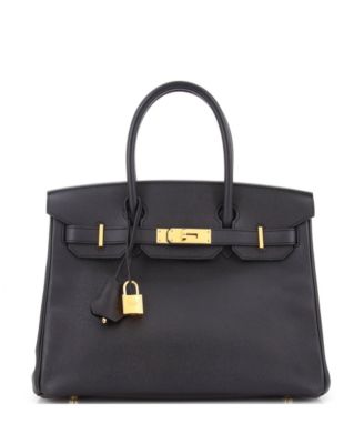 Pre-Owned Hermes Birkin 30 Handbag Black Epsom with Gold Hardware