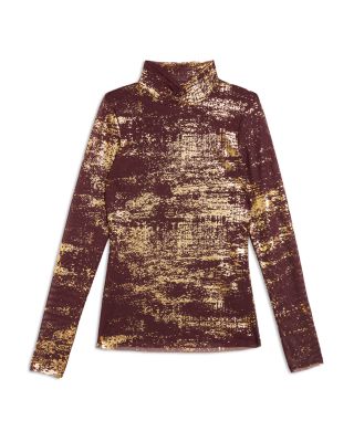 Ted Baker Sofiy Foil Print Mesh top | Bloomingdale's