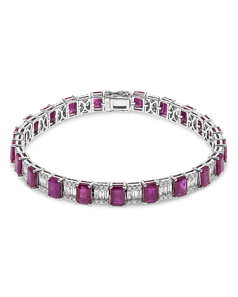 BLOOMINGDALE'S FINE COLLECTION BLOOMINGDALE'S RUBY & DIAMOND BRACELET IN 18K WHITE GOLD