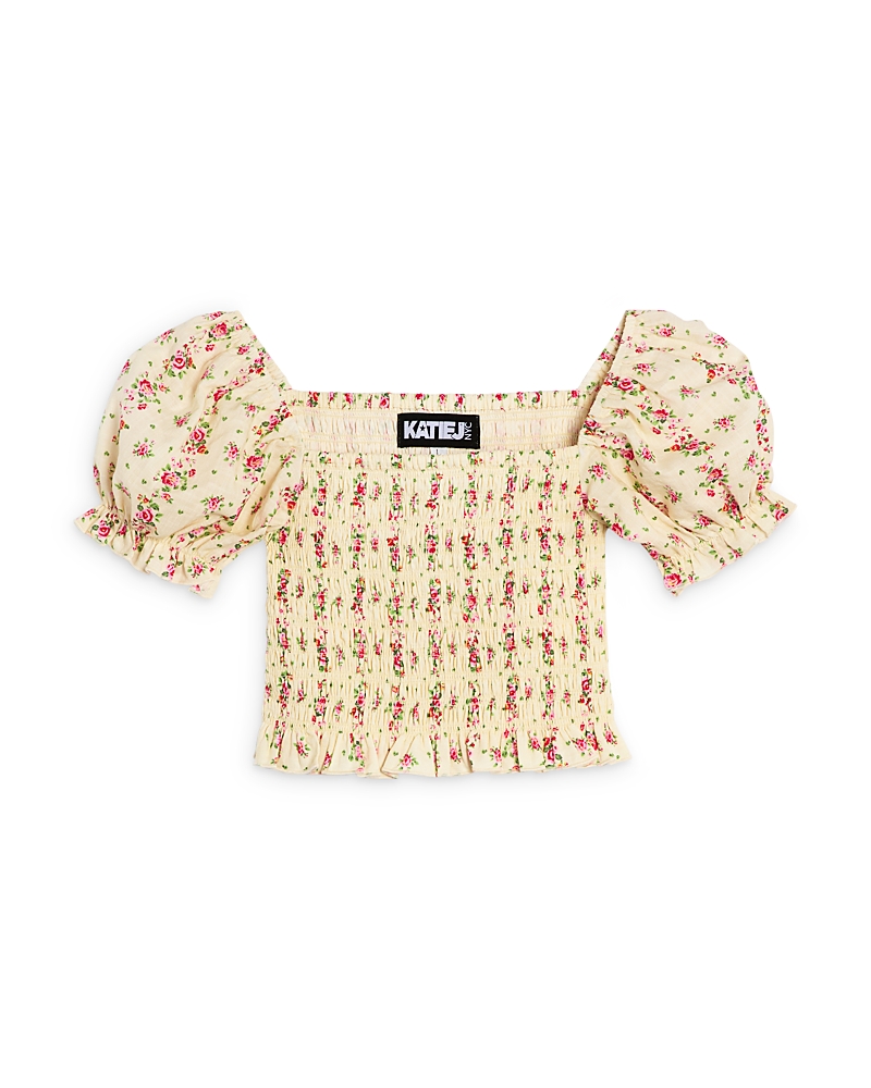 Katiejnyc Girls' Marlee Smocked Floral Puff Sleeve Top - Big Kid In Shabby Chic
