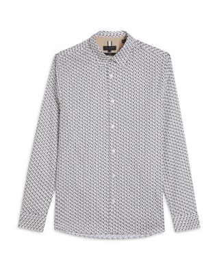 Joshhy Slim Fit Hex Geo Long Sleeve Shirt