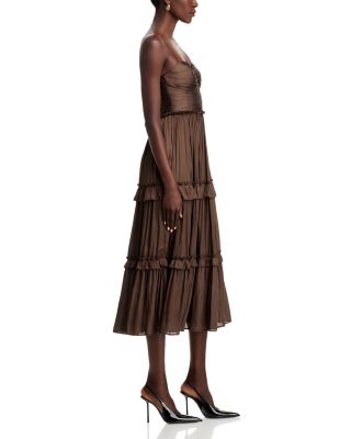 Ruched Ruffled Midi Dress - Exclusive