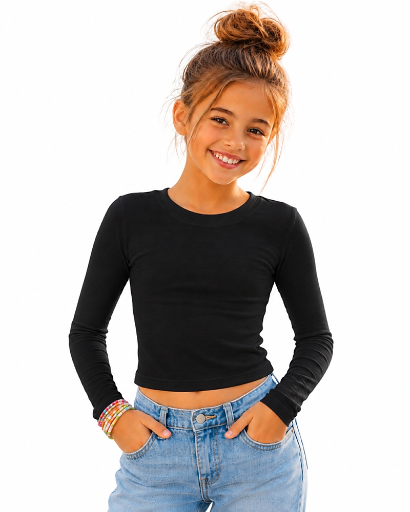 Malibu Sugar Malibu Sugar Girls' Goes with Everything Long Sleeve Seamless Top - Big Kid