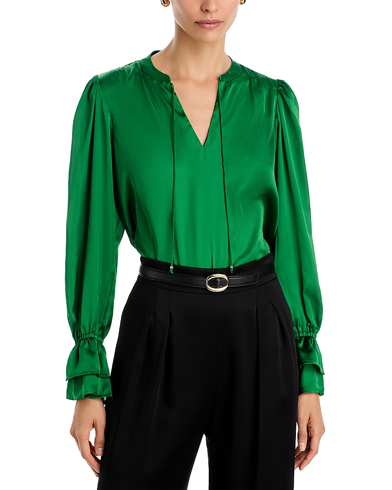 T Tahari Split Neck Blouson Sleeve Blouse In Garden Grove