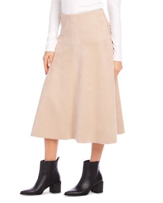 Faux Suede Midi Skirt