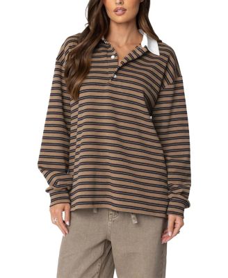 Edikted Stripey Oversized Collared Shirt