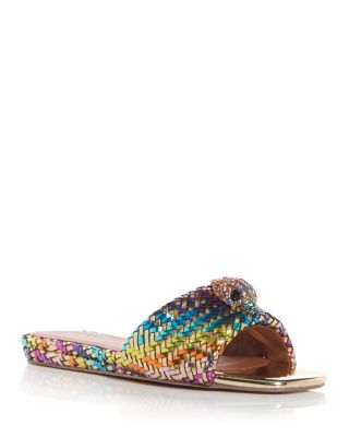 KURT GEIGER LONDON - Women's Kensington Woven Embellished Slide Sandals