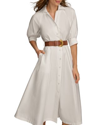 Belted A Line Midi Satin Dress