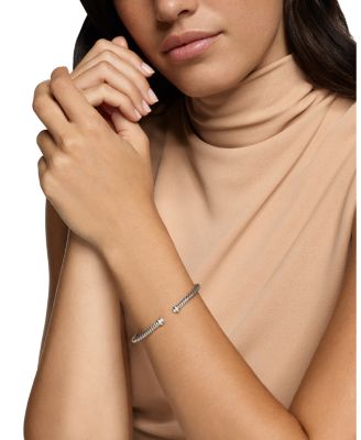 Cablespira Flex&reg; Bracelet in Sterling Silver with Pearls and Diamonds, 4mm