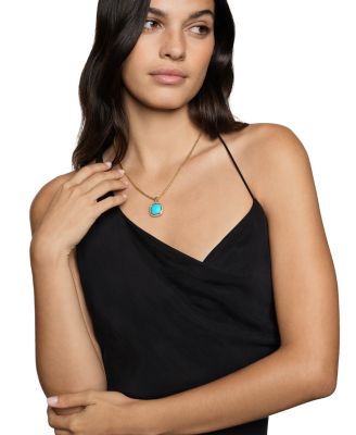 Albion&reg; Pendant in 18K Yellow Gold with Turquoise and Diamonds, 15mm