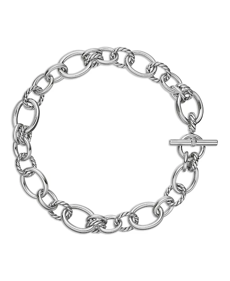 David Yurman Dy Mercer Necklace in Sterling Silver with Pave Diamonds, 19